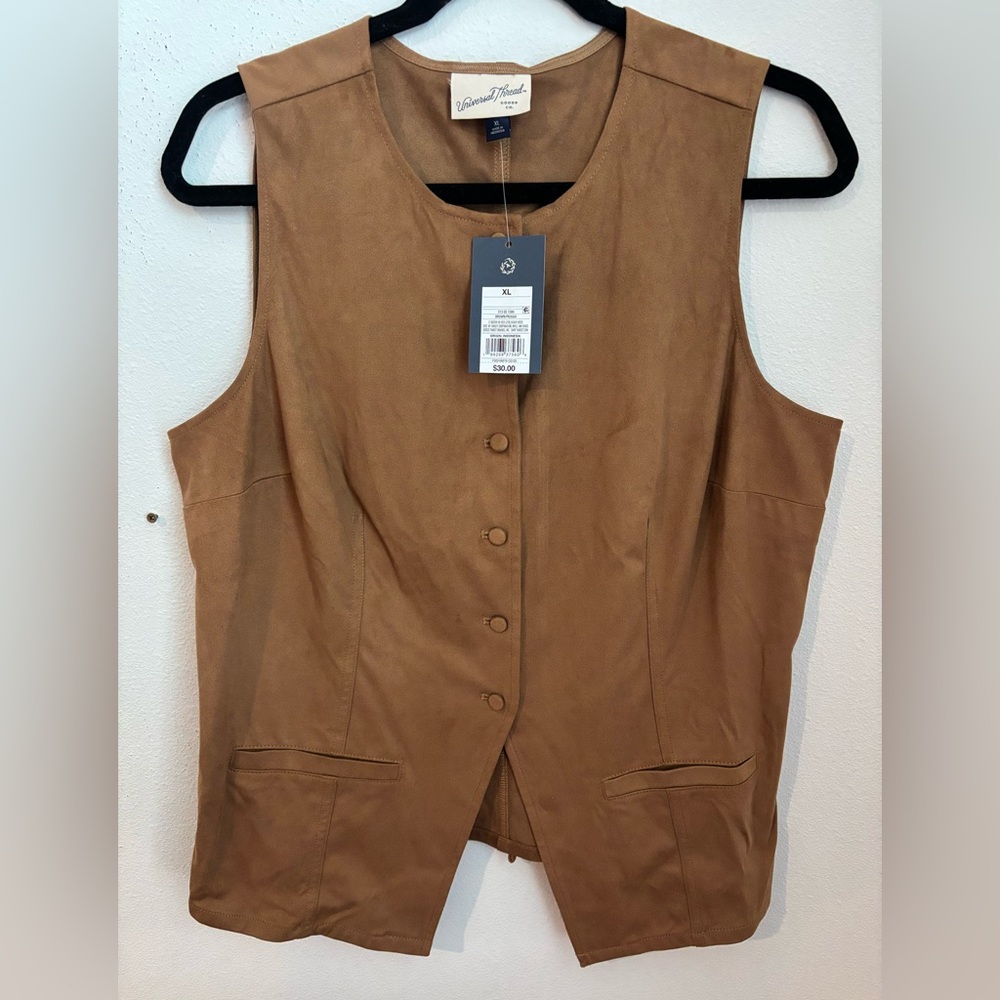 Universal Thread Brown Suede Button Up Vest